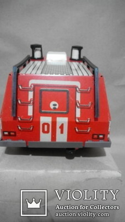 Заводная пожарная машина жесть игрушка СССР, фото №7