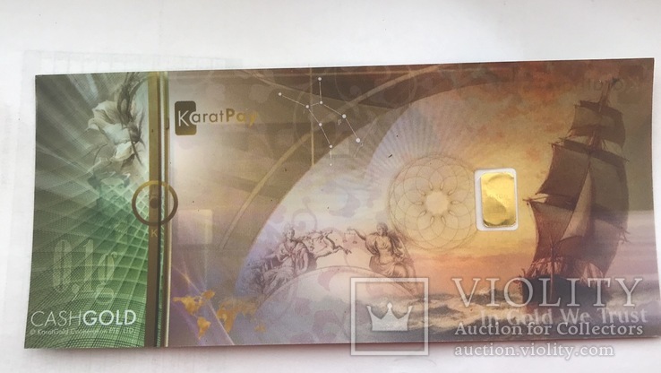 Пластиковая бона Karat Gold Cooperation PTE Ltd. с золотым слитком 0,1 гр., фото №5