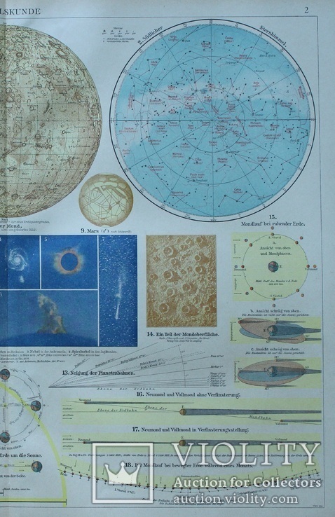 2 карты.Астрономическая карта,карты полушарий.Andrees HandAtlas. 1921 год.56 на 44 см. (3), фото №6