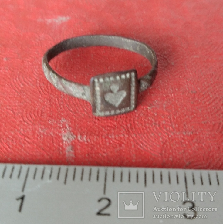 Перстень религиозный  с сердечком 19 век, фото №7