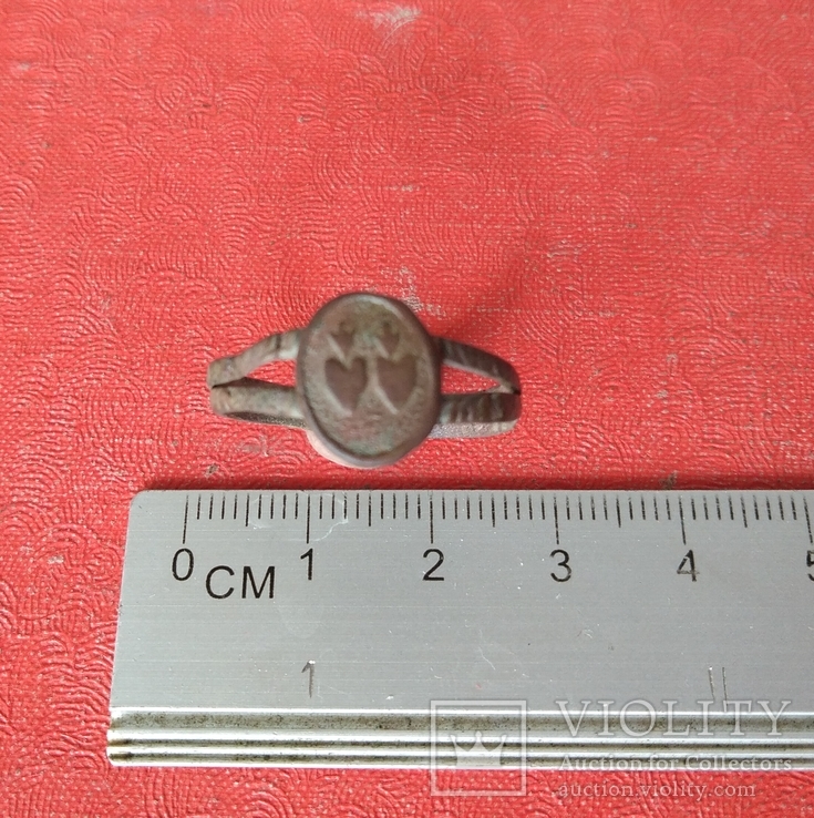 Перстень религиозный или свадебный два сердца  19 век, фото №2