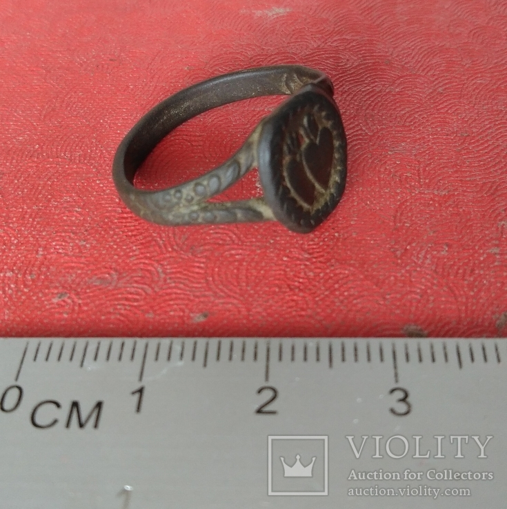 Перстень религиозный или свадебный два сердца  19 век, фото №6