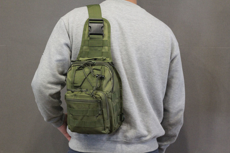Рюкзак однолямочный 7 литров, тактическая военная сумка (олива), фото №2