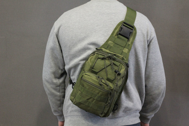 Рюкзак однолямочный 7 литров, тактическая военная сумка (олива), фото №3