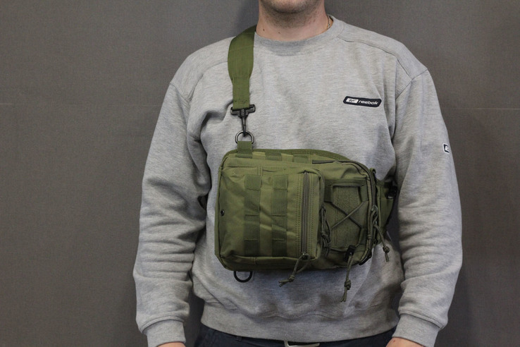 Рюкзак однолямочный 7 литров, тактическая военная сумка (олива), фото №4