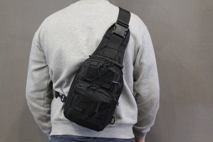 Рюкзак однолямочный 7 литров, тактическая военная сумка (черный), фото №2