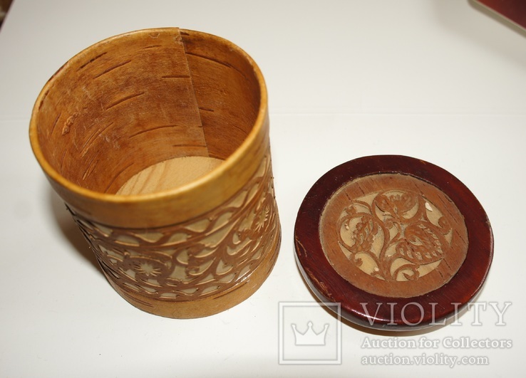 Wooden jewelry box with ornament (birch bark), photo number 6