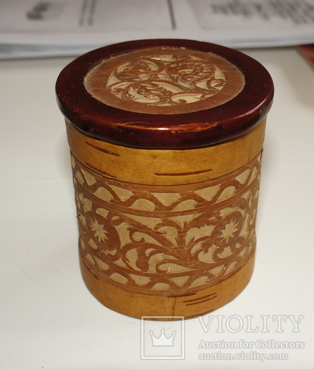 Wooden jewelry box with ornament (birch bark), photo number 7