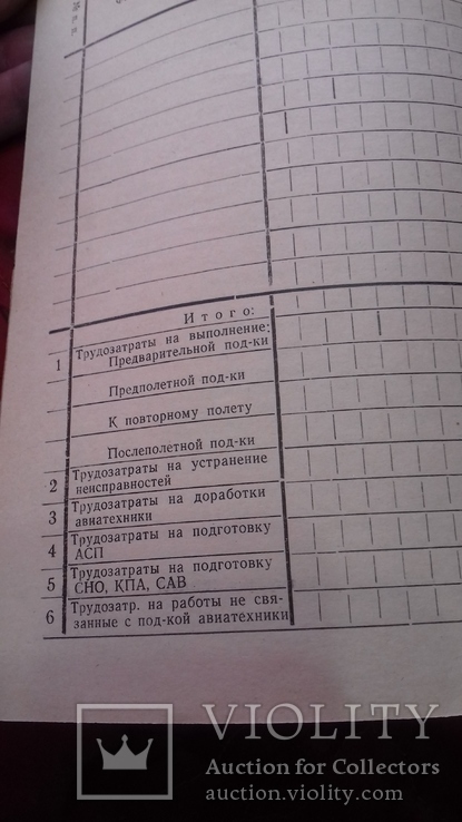 Авиационная тетрадь нач. группы обслуживания и Таблица подготовки авиационной техники АЭ, фото №7