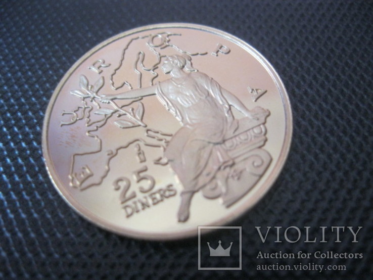 25 динаров 1996 год Андорра-сидящая Европа, фото №4
