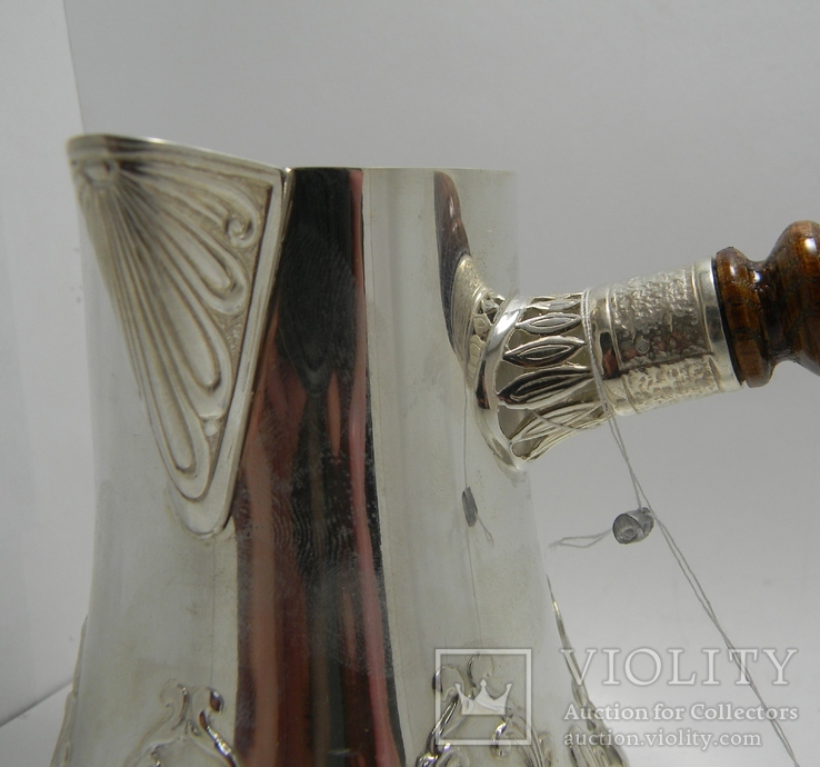 Серебряная турка с деревянной ручкой, фото №12