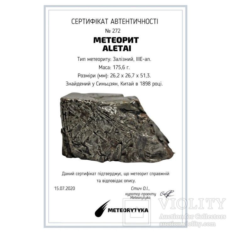 Залізний метеорит Aletai, 175.6 грам, із сертифікатом автентичності, фото №13
