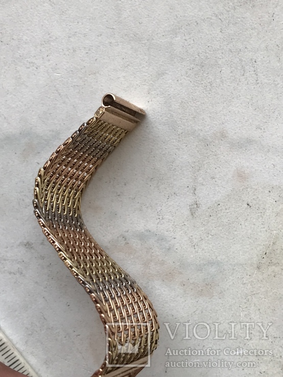 Брасс на часы золото Ереван кольчуга трёх цветный, фото №7