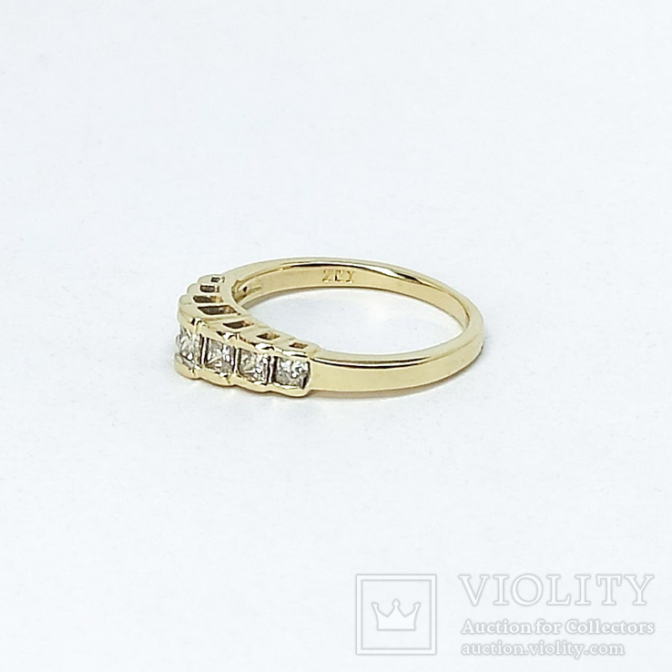 Винтажное золотое кольцо с бриллиантами огранки "принцесса", фото №3