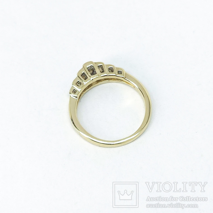 Винтажное золотое кольцо с бриллиантами огранки "принцесса", фото №6