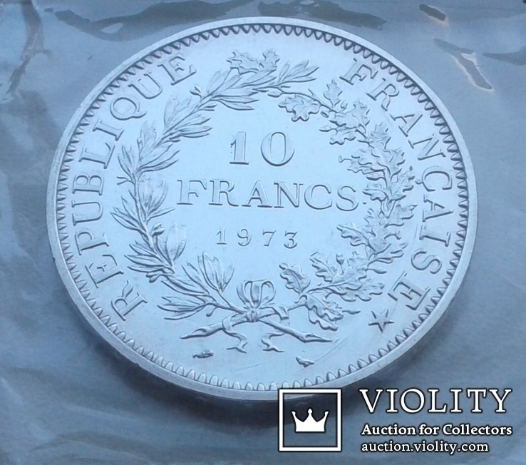 Франция 10 франков 1973г. в годовом наборе. UNC., фото №2