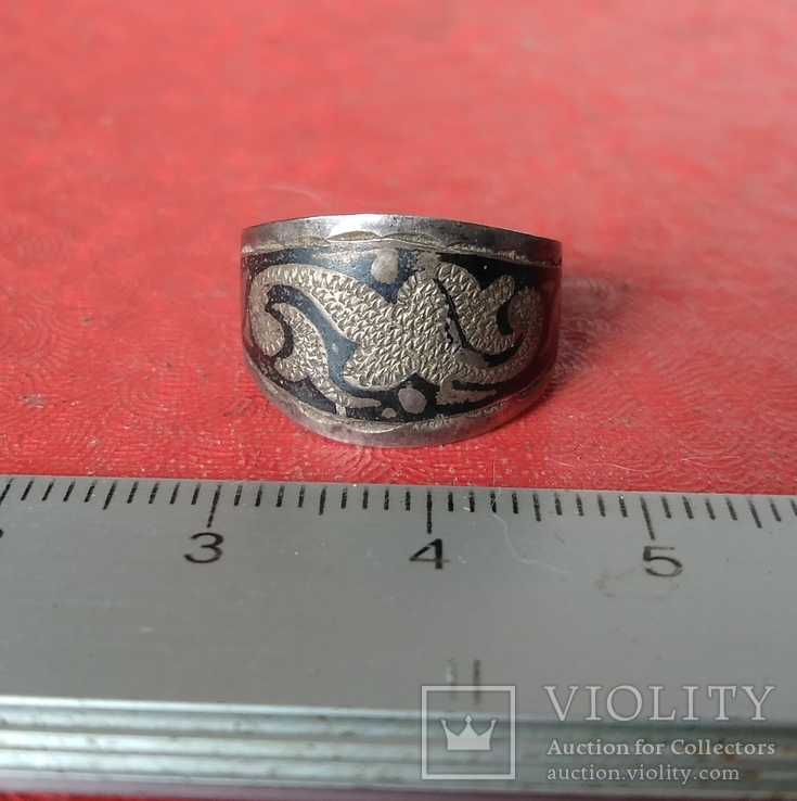 Перстень серебро-чернь 19 век., фото №2