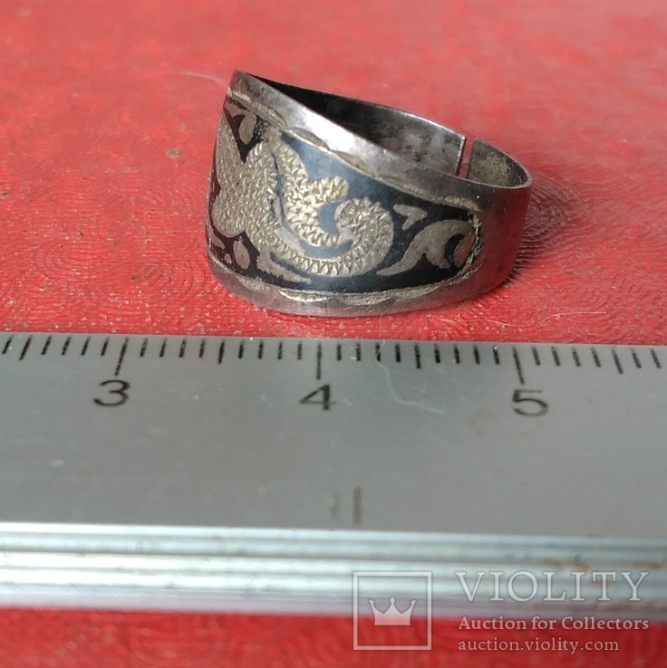 Перстень серебро-чернь 19 век., фото №3