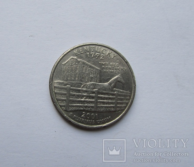 25 cents. U.S. Quarter, America, Kentucky D, 2001, photo number 2
