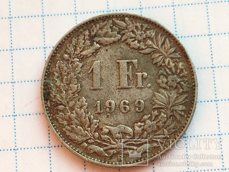 1 франк 1969 года Швейцария, фото №3