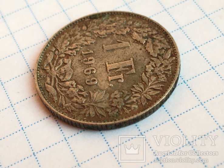1 франк 1969 года Швейцария, фото №6