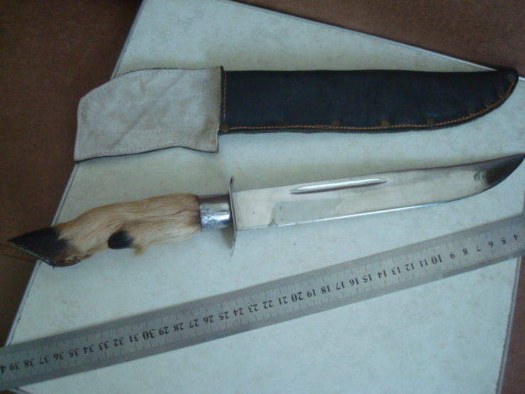 Охотничий нож "Козья ножка с подковкой",ножны нат.кожа, фото №4