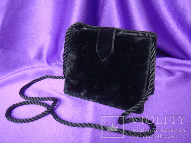 Винтажная театральная сумка Kane-M, черный бархат и шелк
