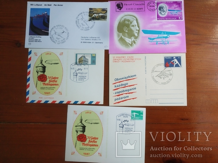 Почтовые карточки иностранные, авиация, марки, спецгашение, фото №8