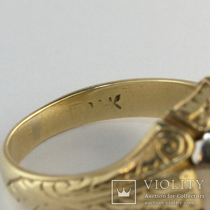Золотое кольцо с цветочным орнаментом, фото №3