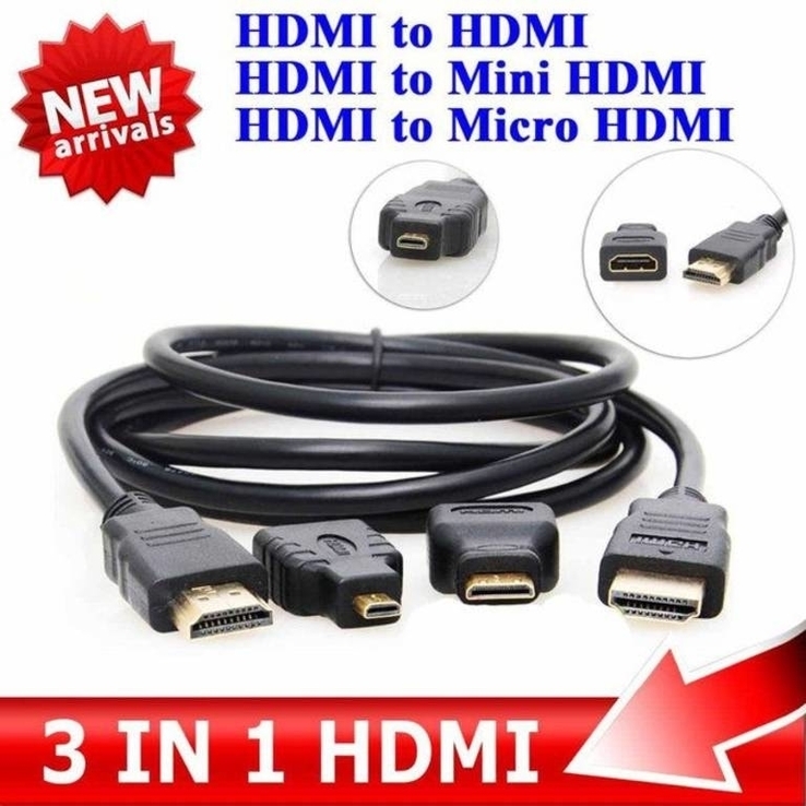 Кабель HDMI 3IN1 1,5m , micro HDMI , mini HDMI , HDMI-HDMI
