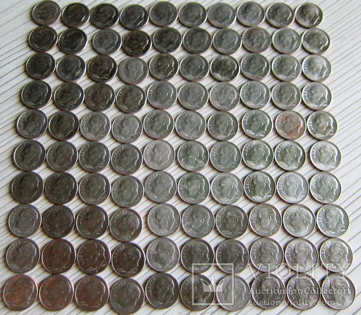 10 центів 100 шт .1991 -2019 роки .