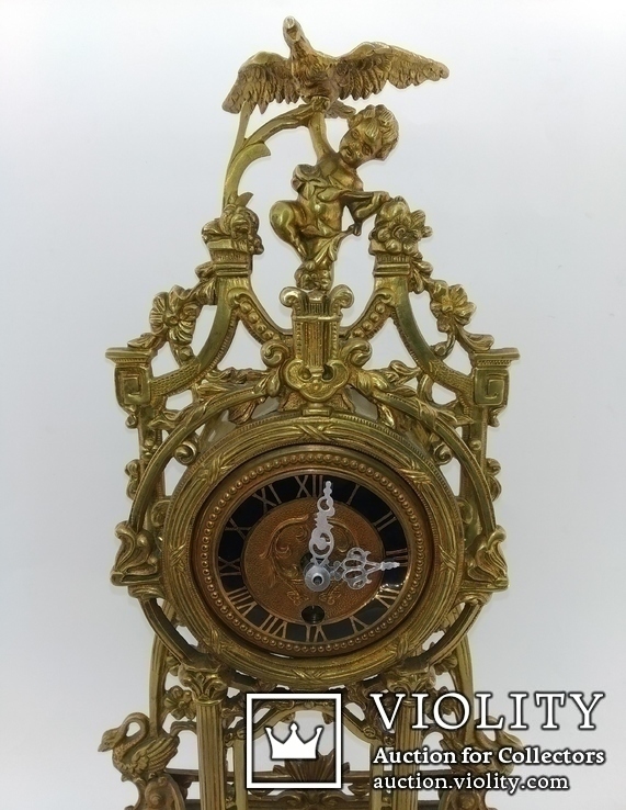 Механічний настільний годинник на мармуровій підставці "Дитя з орлом" арт. 0391, фото №5