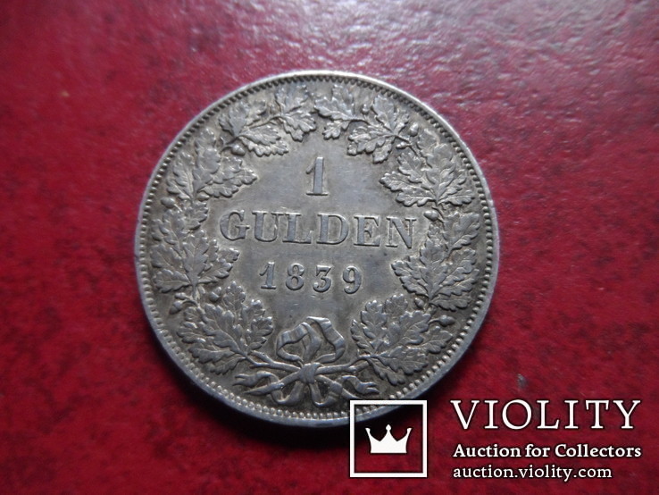 1 гульден 1839 Бавария серебро (А.1.27)~, фото №3
