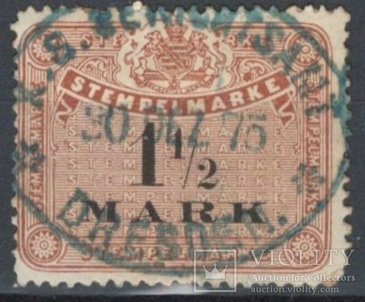 Саксония (Германский Рейх) 1875 (без вод. знака), налоговая марка, Forbin №19
