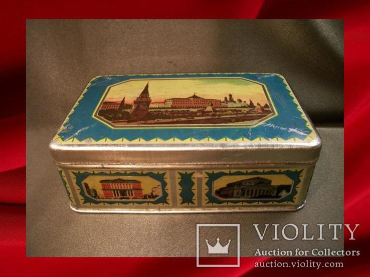 386 Банка, коробка от конфет, Москва, Кремль, большой театр. Главкондитер. Жесть., фото №2