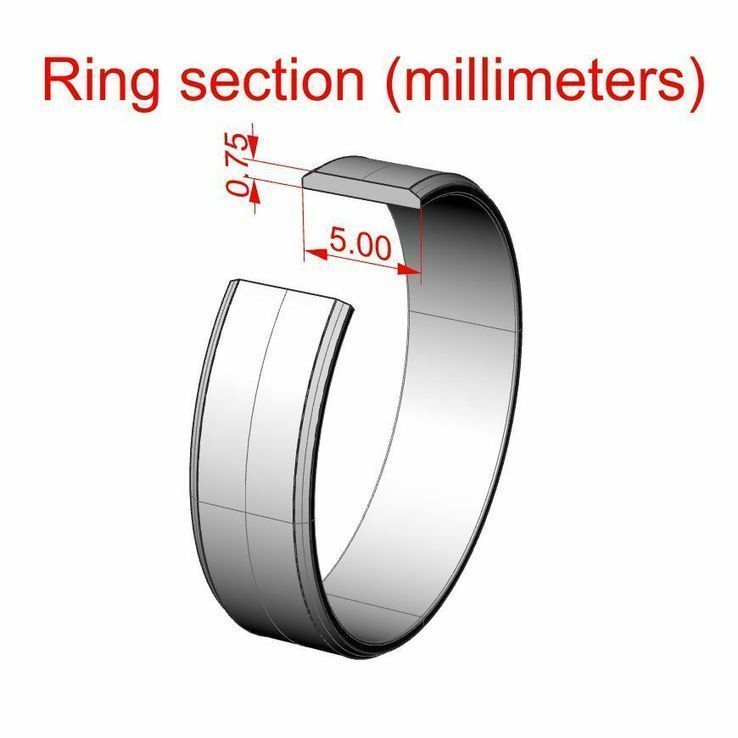  23,00 (размер) 5мм(ширина) Бесшовное обручальное кольцо (Американка) серебро(925), фото №3