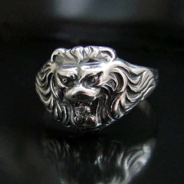 (22,00) Мужское серебряное кольцо - голова льва с камнем, photo number 12