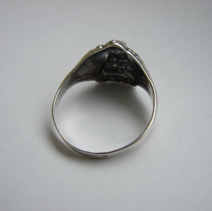 (21,50) Мужское серебряное кольцо - голова льва с камнем, фото №9