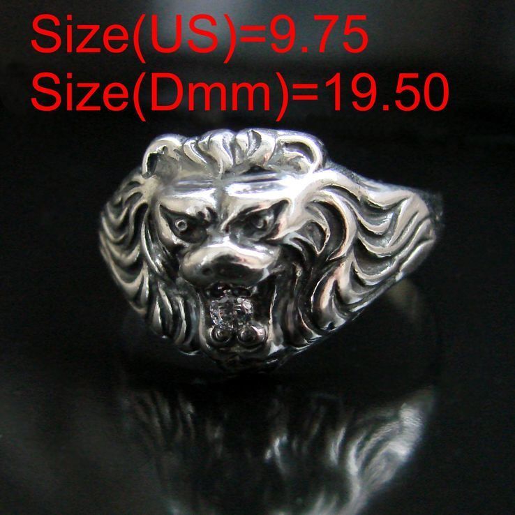 (19,50) Мужское серебряное кольцо - голова льва с камнем, фото №2