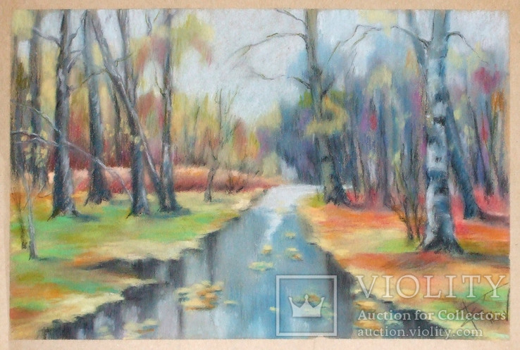  "Осенний пейзаж" сухая пастель, крафт бумага, 331*465 мм