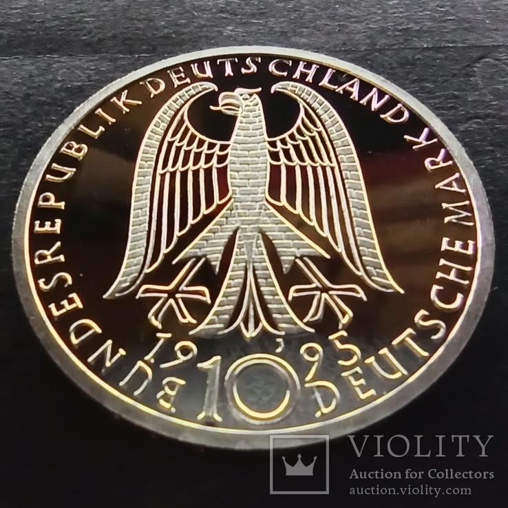 Германия 10 марок 1995 50 лет в мире и согласии,серебро,С101, фото №5