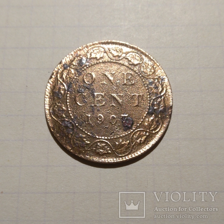 1 цент 1907 Канада. Плюс бонус., фото №2