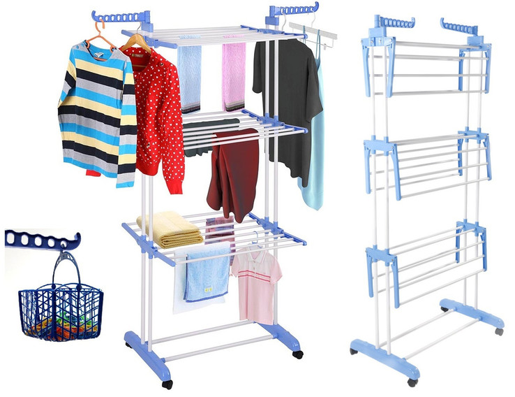 Многоярусная сушилка для белья, вещей, одежды Garment rack with wheels складная, фото №4