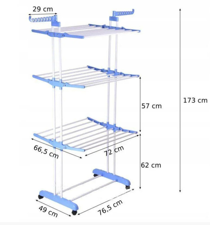 Многоярусная сушилка для белья, вещей, одежды Garment rack with wheels складная, фото №6