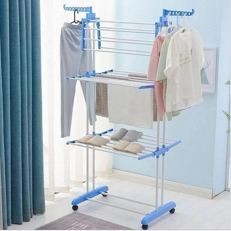 Многоярусная сушилка для белья, вещей, одежды Garment rack with wheels складная, numer zdjęcia 10