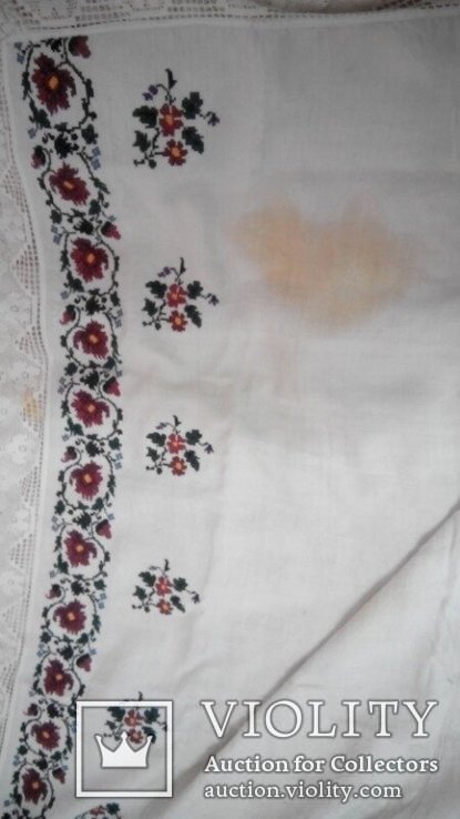  Старинное домотканое полотно с вышивкой лен, фото №7