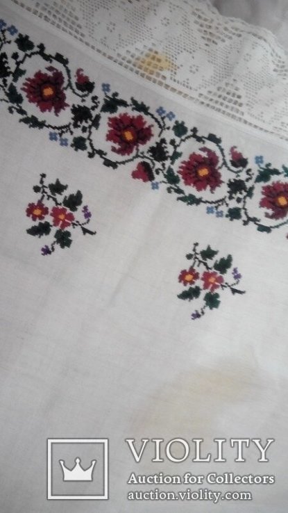  Старинное домотканое полотно с вышивкой лен, фото №10