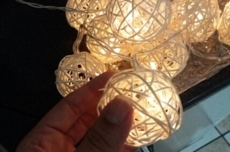 Гирлянда шарики LED светодиодная. для дизайна. Ротанг. На батарейках., фото №13