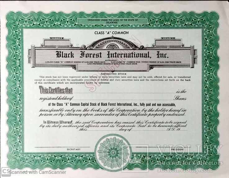 США. BLACK FOREST INTERNATIONAL, INC.