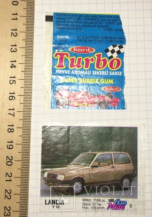 Lancia Y 10. OTO MOTO 6 Gum Liner + Kent Gum Wrapper, Turbo / Turbo, фото №3